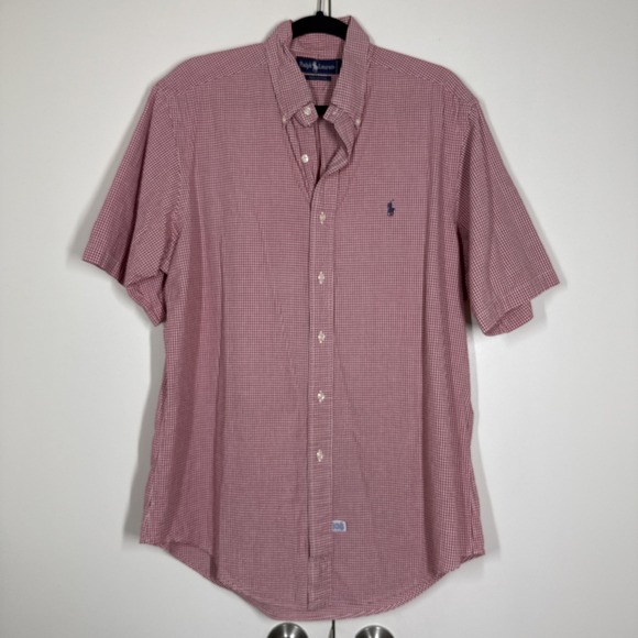 Ralph Lauren Blue Label Other - Ralph Lauren Blue Label VTG Shirt Mens L  Red Checkered Slim Preppy Button Down